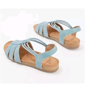 Earth Origins Leather Sling-Back Sandals Laney Moroccan Blue 7.5 NIB